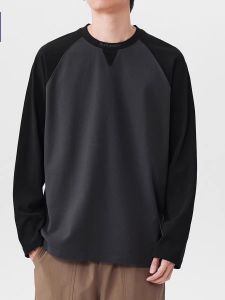 Large Size round Neck Overhead Sweatshirt Mens Clothing Spring Autumn New American Color Block Long Sleeve T-Shirt