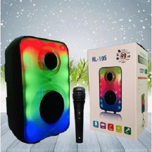 Speaker SQRS HL-105 Full Bass Yang Dilengkapi Dengan Variasi Lampu Warna Warni / Speaker Bluetooth Karaoke Portable Wireless Dilengkapi Dengan Speaker Mic Karaoke