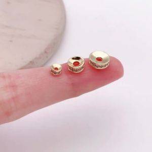 3 Miếng Đồng Mạ Vàng 18K Zircon Miếng Đệm Hạt Dày Màu Trắng Bạc DIY Trang Sức Làm Phụ Kiện