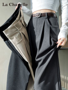 Gray Straight Leg Suit Pants Womens Autumn 2025 New Small Size High-End Drapey Narrow Wide Leg Pants Commute Style High Waist Zipper Closure Polyester Fiber