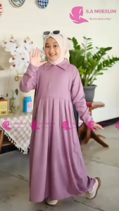 Nadin Dress Gamis Anak Putih Modern Gamis Lebaran  Gamis Anak Bahan Rayon Twill mix Chinos Gamis Anak Kekinian Gamis Anak Manasik Haji Gamis Remaja Gamis Anak Perempuan 3-16 Tahun Gamis Anak Terbaru 2025