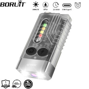 BORUiT V10 EDC Keychain Flashlight: Portable Mini Torch & Type-C Rechargeable Work Light