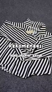 Kemeja Salur Lengan Panjang / Blouse Kerah Salur Wanita / Kemeja Polos Terbaru Tangan Puffy /Syafiqa