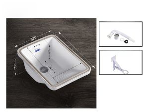 under Counter Laundry Basin Rectangular Ceramic Large Narrow Long Washing Pool for Home Balcony Embedded Style Deep Water Slot