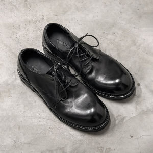 Japanese Style Large Head Leather Shoes Brown Low Help Vintage Handmade round Toe Casual Derby Shoes Breathable Comfortable