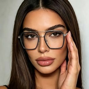 BMAD | Daily Casual Versatile Square Metal Frame Anti Blue Light Glasses for Both Men and Women Trendy Glasses