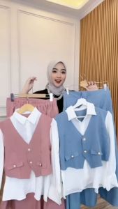 Avika set rok Matt Crinkle Mix Twill Setelan terbaru 2025 mewah Oneset rok rayon baju setelan dewasa