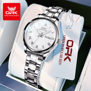 OPK jam tangan anak perempuan original product 100% waterproof dual calendar luminous roman dial quartz stainless steel fashionable casual business jam tangan wanita
