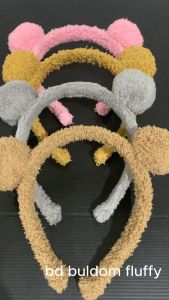 STIPPPA Bando Bulu Domba 2 Pom Fluffy Head Band Piece Soft Wanita Anak LZ