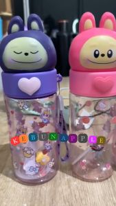 Botol Minum Motif LABUBU kapasitas 500ml FREE STIKER 3D ANTI TUMPAH