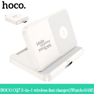HOCO CQ7 Pass 3 in 1 Wireless Charger 15W Qi Wireless Fast Charger Foldable Portable Wireless Charging Bracket Travel Charger Compatible With Phones Headphones iWatch Samsung Galaxy Watch Wireless Charger Dock