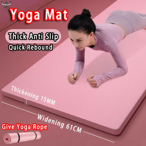 Yoga Mat 15MM Soft High Density ​Extra Thick Yoga Mat Anti Slip Pilates Exercise Mat Pilates Sports Gym Dance Mats Home Fitness Excercise Yoga Equipment Send The Rope 瑜伽垫