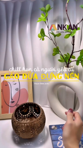 Combo 6 Đèn Nến Gáo Dừa Thủ Công ANKAN – Đèn Decor Mộc Mạc Cho Spa Cafe Không Gian Thiền