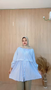 Tunik Jumbo Bigsize Ld 130 Cm Motif Garis Muat Sampai 4XL - Aiza Tunik