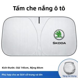 Tấm Che Nắng Kính Chắn Gió Chống Tia UV Có Thể Gập Lại Cho Ô Tô Tấm Che Nắng Bằng Kim Loại CANVAS Phổ Thông Cho Skoda Octavia Rapid Fabia Tuyệt Vời Kodiaq Scala Karoq Kamiq
