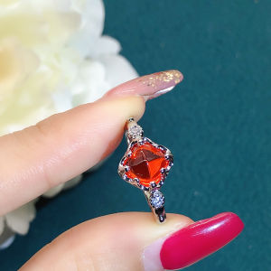 แหวนเซอร์โคเนียสีเหลืองส้มแบบเปิดสำหรับผู้หญิง แหวนเซอร์โคเนียสีธรรมชาติแบบเทียม แหวนแฟชั่น แหวนเพชรสีสันสดใส แหวนแฟชั่น