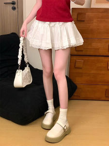 Váy Ngắn Chữ a Xếp Ly Ren Màu Trắng Cạp Cao Cho Nữ Mùa Hè Mới Về Phong Cách Đường Phố Váy Ngắn Xếp Ly Ren Viền Mềm Mại