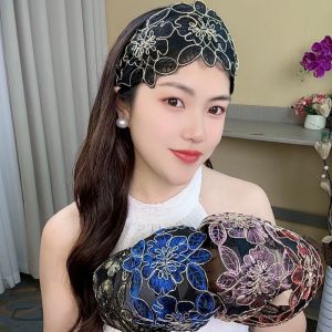 Korean Lotus Leaf Design Hairband Lace Wide-brimmed Headband Vintage Adjustable Headwear Women