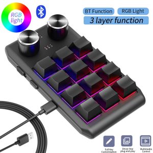 Programming Macro Custom 2 Knob Bluetooth Keyboard RGB 12 Key Copy Paste Mini Button Gaming Keypad Mechanical Hotswap Macropad