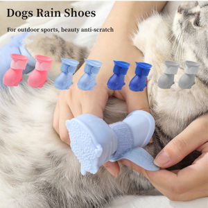 Pet rain shoes dog cat anti-slip rubber boot dogs cats foot cover puppy waterproof socks small medium dogs protect the paw