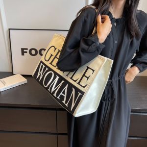 Gentle Women Tote Bag 2023 Simple Canvas Shoulder Bag Large Capacity Tote Bag Large Bag Sling Bag Thailand Bag