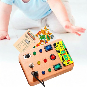 Childrens Montessori LED Light Busy Board Simulation Switch Power Board Busy Light Button Puzzle Early Education Learning Toy