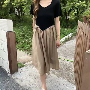 French Elegant Dinner Dress Patchwork Dress New 2024 Summer Collection Waist Slimming Effect