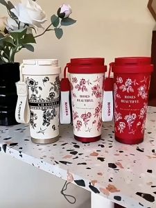 Thermal bottle Ceramic coated 陶瓷镀保温杯 520ml with filter 陶瓷镀内胆 轻奢高颜值ins便携 提手大容量 带过滤茶仓 茶水分离保温杯 316 stainless steel ceramic coated Thermal cup ceramic coffee cup