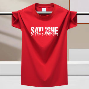 Áo Thun Cotton Lụa Băng Tay Ngắn Mùa Hè Cho Nam Áo Thun Thể Thao Rộng Rãi in Chữ Thoáng Khí Thoải Mái Thường Ngày Cỡ Lớn