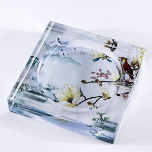 ตะกร้ากระดาษซิลิโคนแก้วคริสตัลสำหรับตกแต่งบ้านสไตล์จีนใหม่ ดอกไม้เจริญรุ่งเรือง ตกแต่งโต๊ะทำงาน ขนาดเล็ก สำหรับรับแขก