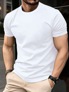 S-3XL Summer Tee Shirts Man Street Sport Office Clothes Cotton Breathable Simple Short Sleeve Casual Loose Streetwear Soft Top
