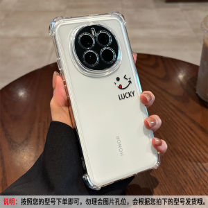 Full Cover Huawei Honor Magic8 Phone Case Simple Luck Smiley Bubble Shockproof Magic7 Transparent Design New Model 4Pro Cute Soft Shell