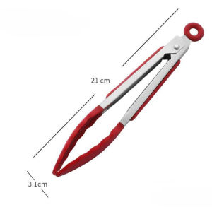 Food Tongs Silicone Kitchen BBQ Tongs Stainless Steel Locking Cooking Tongs with Silicone Tips Non-Slip Food Tongs for Cooking