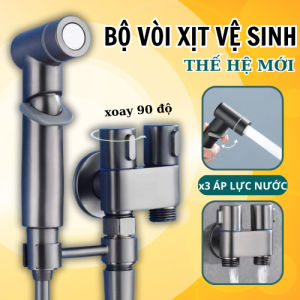 Bộ vòi xịt vệ sinh tăng áp kèm van chia 2 đường nước chất liệu Inox 304 mạ Crome cao cấp hàng chính hãng
