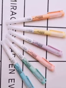 ร้อนขายสองหัวปากกาเน้นข้อความ 6 สีปากกาสีน้ำตั้งปากกามาร์คเกอร์