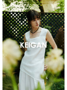 Open Room/South Korea Import High Twist Colorful String Linen Dry and Breathable Asymmetrical Side Swing Pleated Polo Collar Top Loose Pants