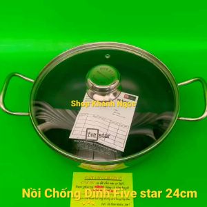 Nồi Fivestar đáy từ chống dính 24cm nồi Lẩu 26cm fivestar inox 304 3 đáy bếp từ- Hàng chính hãng 100%