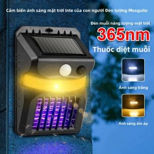 Đèn LED Diệt Muỗi Năng Lượng Mặt Trời UV Điện Giật Với Cảm Ứng Thông Minh Của Con Người Đèn Tường Chống Nước Ngoài Trời Cho Khu Vườn Nhà