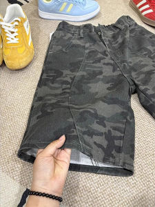 Quần Short Denim American Camouflage Nam Mùa Hè Cleanfit Deconstructed Quần Ống Đứng Cạp Cao Quần Ngựa Năm Điểm