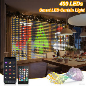 Smart LED Curtain Lights RGB Light String App Control Waterproof DIY Fairy Light USB Plug Text Pattern for Party Room Decoration