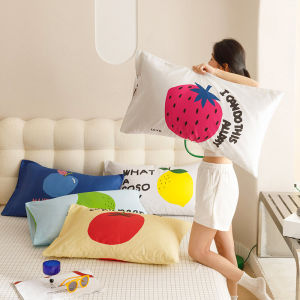 Dopamine Refreshing Strawberry Pure Cotton Pillowcase Pair Single Person 100% Cotton Pillowcase 48x74cm Pillow Core Bag
