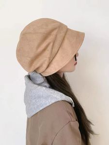 Retro Fisherman Hat Womens Beret Cap Short Brim Face Slimming Suede Three-in-One Design Autumn Winter New Style Hair Accessories