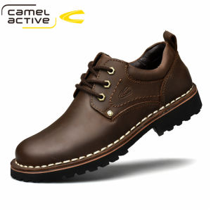 Camel Dynamic Mens Business Casual Shoes Martin Boots Increased Height Genuine Leather Comfortable Breathable Slip-On Loafers