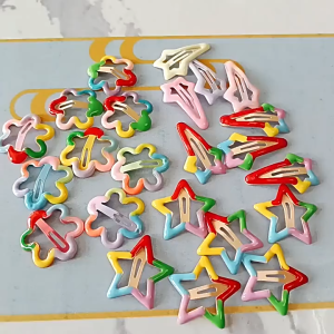 Kẹp tóc trẻ em hoa sáu màu gradient cầu vồng hoa nhỏ giọt dầu mới dễ thương đa năng kẹp tóc cho bé gái bán buôn