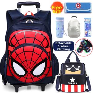 Spider-Man Boys Waterproof Wheeled Schoolbag