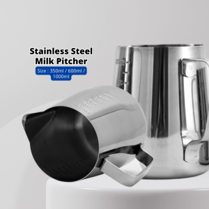 YU Ready Stock 1000ml / 600ml / 350ml Milk Frothing Pitcher 304 Stainless Steel Barista Coffee Accessories Barista Milk Pitcher Espresso Cappuccino Latte