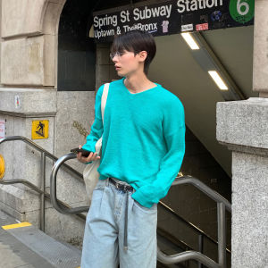 DAVID&ME | V Neck Knit Long Sleeve Korean Style UV Protection T-Shirt