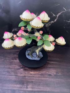 Resin Craft Peach Tree Stand Birthday Fruit Offering Buddhist Altar Dim Sum Rack Stepping up Life-like Artwork Home Decor