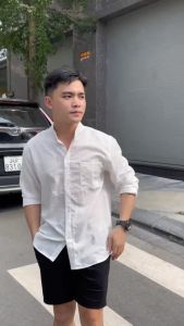 Áo Sơ Mi Nam Dài Tay Cổ Tàu (2 Màu) GRAYHOMME Dáng Hàn Quốc Phối Túi Ngực Tinh Tế (TB133)