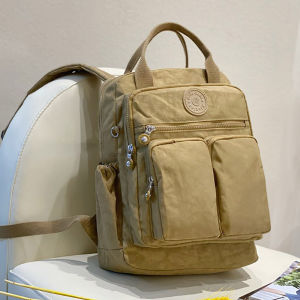 Travel Backpack for Women Weekender Hiking Laptop Backpacks Large Capacity Waterproof Nylon Handbag Multi Pocket Portable Backpack Khaki Backpacks